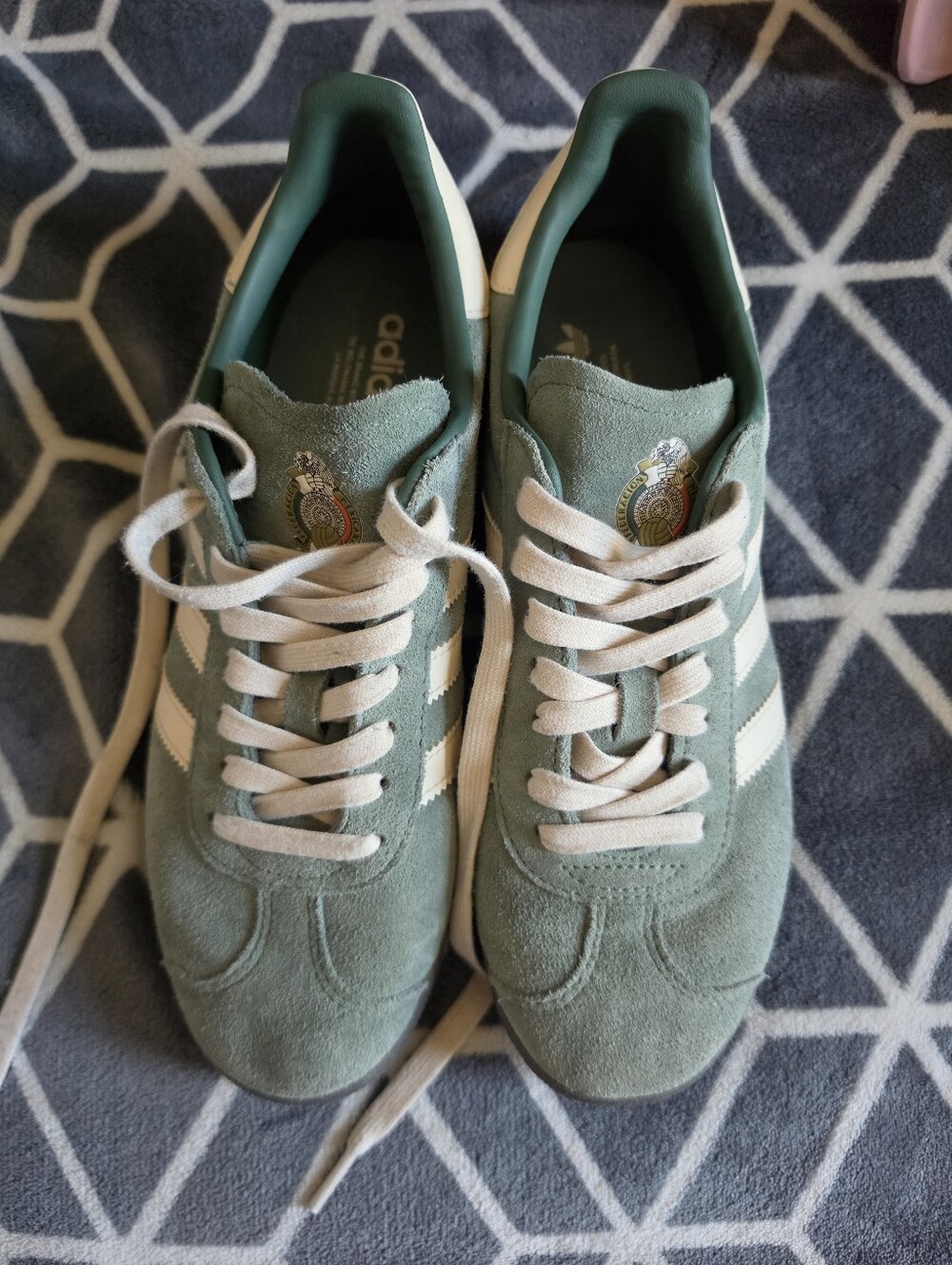 adidas Sage Green Suede Sneakers with White Stripes Mexico